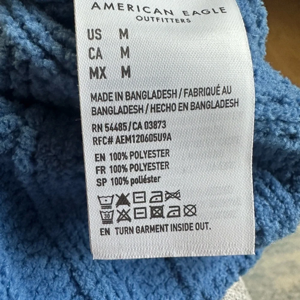 American Eagle Sweater Women’s M Blue Long Sleeve Mock Neck Knit Pullover - Picture 4 of 7